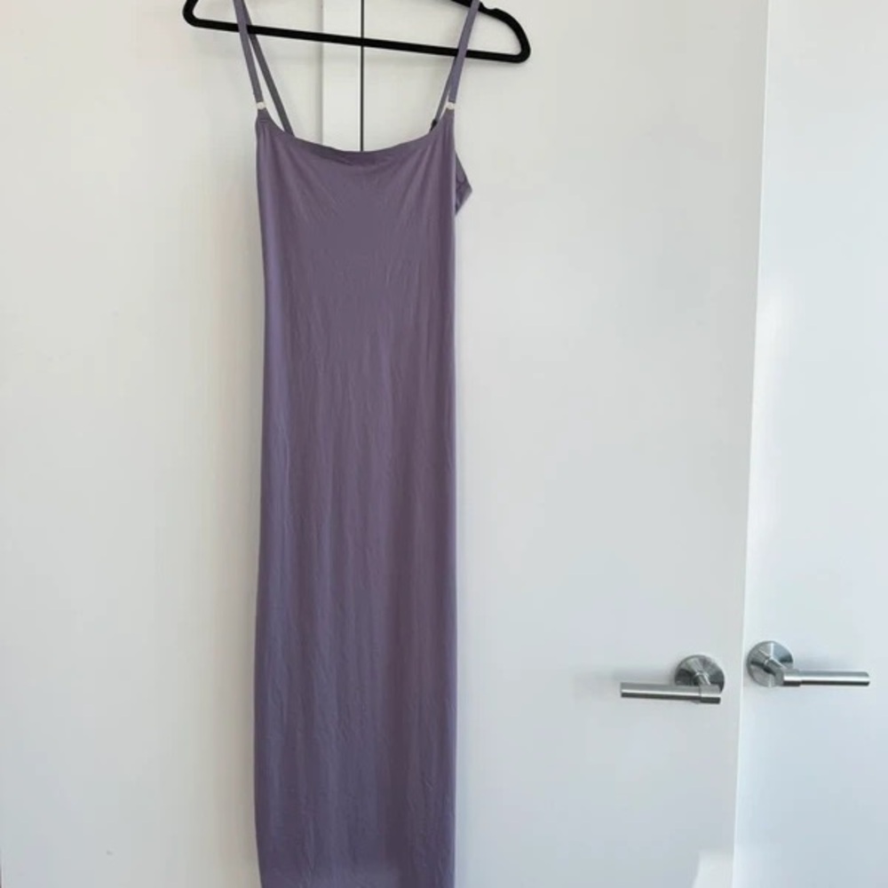 Lavender Slip Midi Dress with Adjustable Straps - Picture 1 of 4